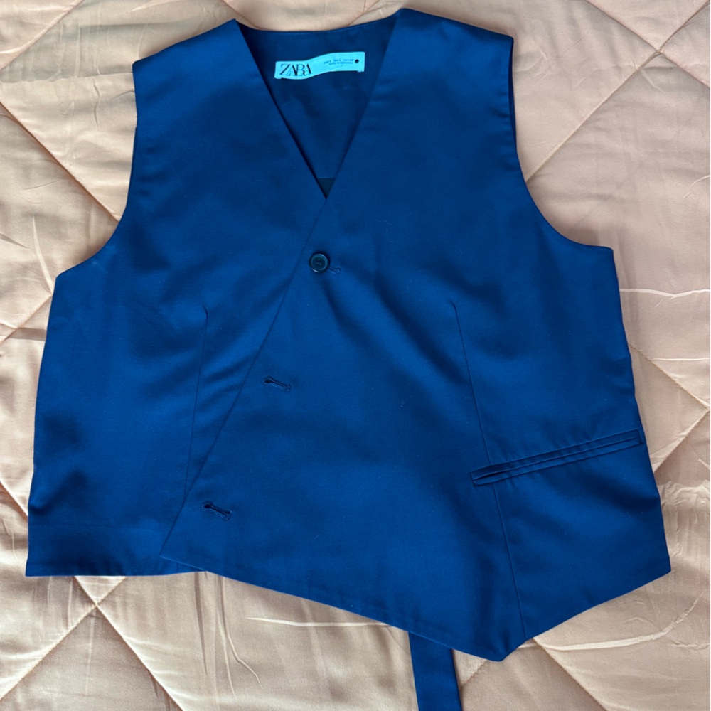 Zara Blue Sleeveless Vest Top